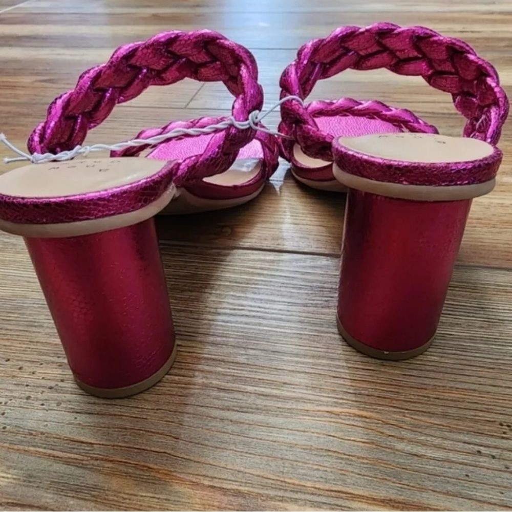 NWT Hot Pink Braided Heeled Sandals - Picture 10 of 12